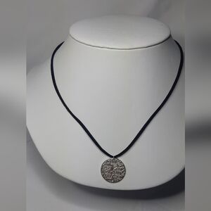 Engraved Silver Medallion Necklace